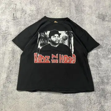 초단기 Boyz N the Hood 양면 프린트 티셔츠 2XL 블랙