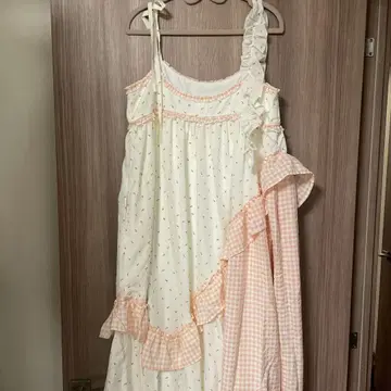 메리제니 flower check 아시메 원피스 핑크