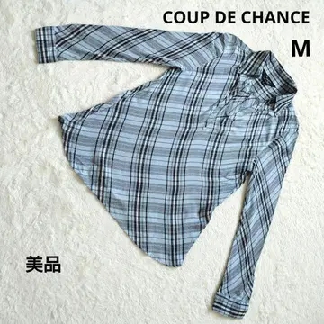 새상품급 쿠 드 샹스 체크 무늬 블루 긴팔 셔츠 M