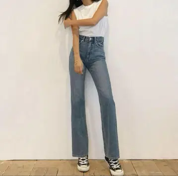 Vicente 플레어 롱 데님 블루 M