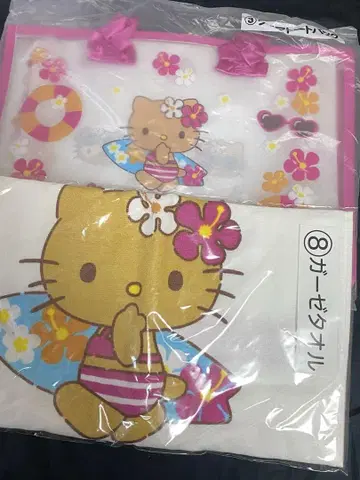 키티 산리오 복권 일광화상 키티 클리어 백 거즈 타월