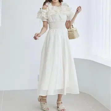 MAJESTIC LEGON 밀푀유 프릴 코르셋 원피스 화이트