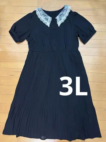 3L 니센 레이스 옷깃 넉넉한 원피스 무릎 아래 기장