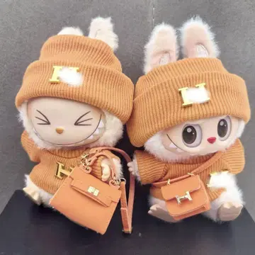 Labubu 라부부 17cm 용 모자 x 상의 x 백 3세트 (오렌지)