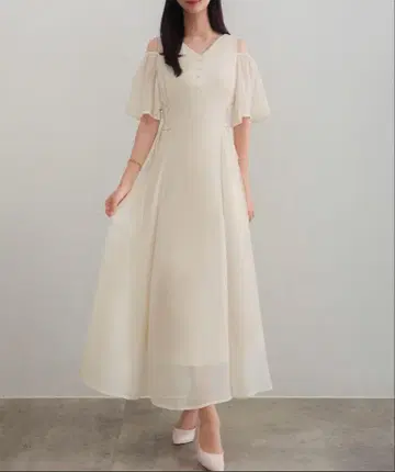 CENEA 2way V넥 시어 코르셋 원피스 아이보리 M