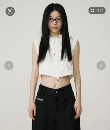 BEEDEN VEST STUDS HOODIE WHITE