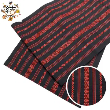 MO-3382 나고야 오비 치쿠젠 원조 하카타오리 헌상 패턴 블랙 컬러