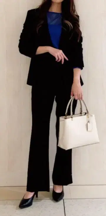 PLST 트리아세테이트 블렌드 슬릿 플레어 팬츠 블랙 L