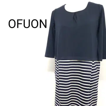OFUON 절개 보더 포켓 스트레치 원피스