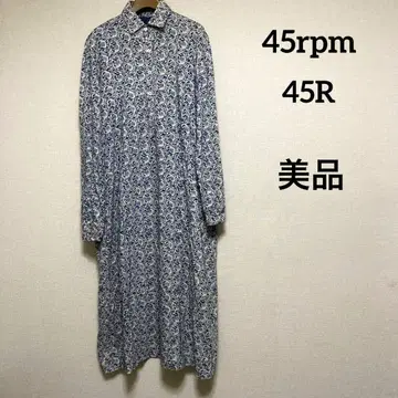 [새상품급] 45rpm 45R 코튼 셔츠 원피스 인디고 보태니컬 무늬