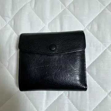 블랙 가죽 3단 폴더형 지갑 Sinleathers