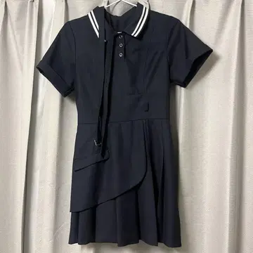 폴로 라이크 플리츠 미니 원피스