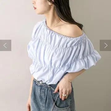 mline 엠라인 오프숄더 블라우스 블루