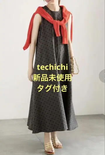 [택 포함 미사용 새상품] techichi 테치치 도트 A라인 원피스