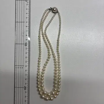 화이트 펄 3중 레이어드 목걸이