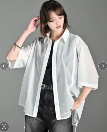 ADRER 레이스 시어 셔츠 드로우 코드