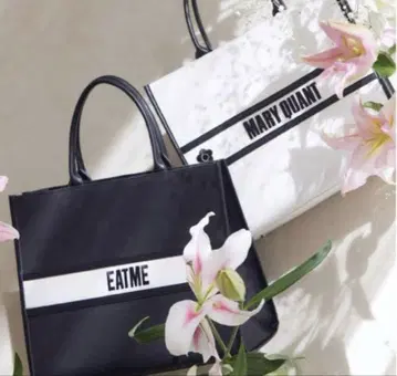 EATME MARY QUANT 로고 토트백 블랙