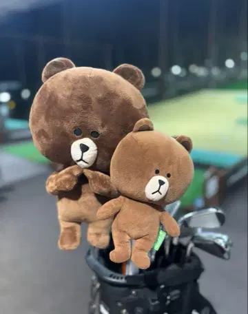 LINE 브라운 골프헤드커버 2세트 골프 드라이버