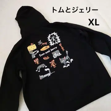 톰과 제리 후드티 백 프린트 블랙 XL 빅 사이즈