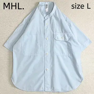MHL. 밴드 카라 숏 슬리브 셔츠 사이즈 L 라이트 블루