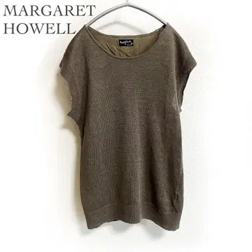 MARGARET HOWELL 린넨 니트 슬리브리스 썸머 니트 모카