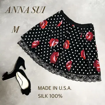 ANNA SUI 실크 플레어 스커트 튤 자수 M
