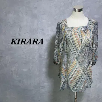 KIRARA 블라우스 페이즐리 무늬 백 롱 멀티 컬러 M 4228