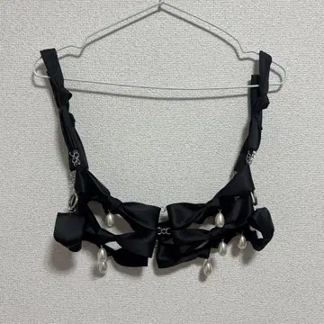 리본 하네스 진주 블랙 리본 하네스