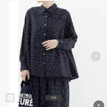 nop de nod 놉드노드 랜덤 폴카 도트 셔츠 긴팔 네이비