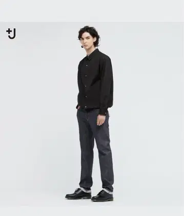 Uniqlo +j 셀비지 슬림 핏 스트레이트 청바지 navy