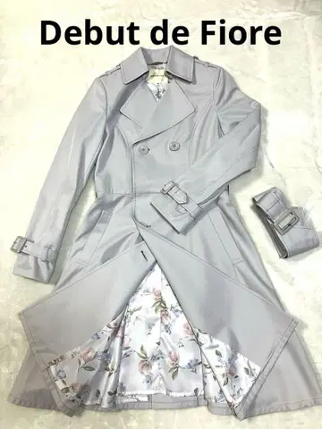 [새상품급] 데뷔 드 피오레 여성용 트렌치코트 안감 꽃 무늬 미사용