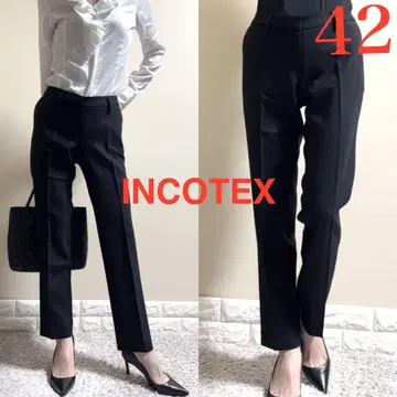 새상품급! INCOTEX 스트레치 울 슬림 레그 팬츠 블랙 42 L