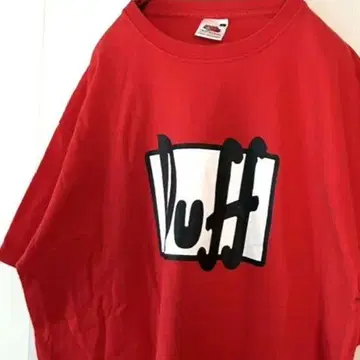 프룻 오브 더 룸 Duff 로고 티셔츠 L 레드 빨간색 구제 의류