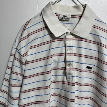 LACOSTE 잔줄무늬 스트라이프 피케 셔츠 화이트