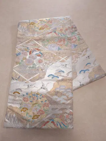 고급 후쿠로 오비 포멀 후리소데 순수 실크 학 나비