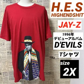구하기 어려움! H.E.S JAY-Z 셔츠 랩 티 데뷔 기념 빨간색 2X