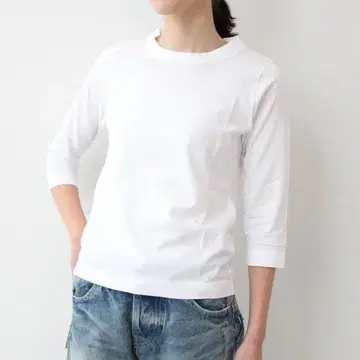 homspun 홈스펀 천축 크루넥 7부 소매 티셔츠 컷소 M
