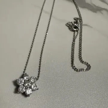 꽃 플라워 다이아 목걸이 WG 화이트 골드 0.5ct