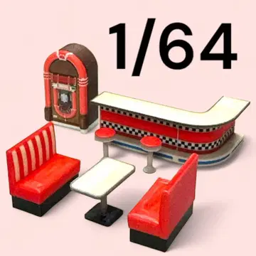 1/64 다이너 7세트 미니어처 피규어, 디오라마, 미니카에