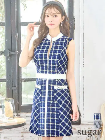 DIA 체크 무늬 미니 드레스 S 사이즈