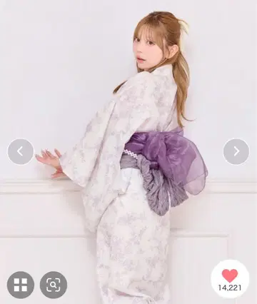 apres jour 모듬 패턴 컬러 유카타 퍼플