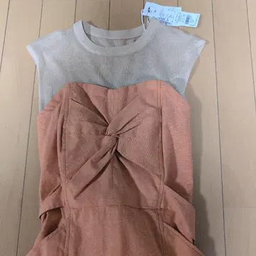 오렌지 슬리브리스 롱 원피스 M