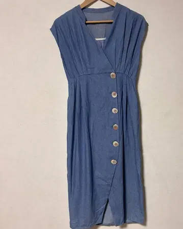 Herlipto Denim Wrap-effect Midi Dress S