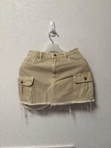 자라 베이지 데님 미니 스커트 사이드 포켓