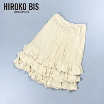 히로코비스 쉬폰 프릴 캉캉 스커트 베이지 사이즈 9 CD885