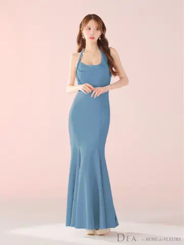 DEA 로브 드 플뢰르 스트레치 소재 홀터넥 드레스 파랑