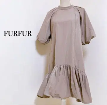FURFUR 베이지 퍼프 슬리브 원피스