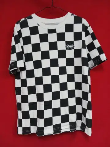 스케이터 브랜드 VANS 화이트 블랙 체커 T셔츠