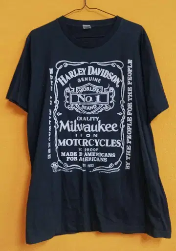 바이커 브랜드 Harley-Davidson 잭 다니엘 로고 티셔츠