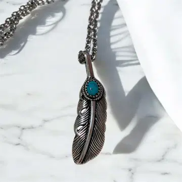 [ 가격 인하 ] 실버 950 / 터콰이즈 페더 펜던트 목걸이
